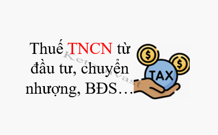 Cách tính thuế TNCN của cá nhân cư trú đối với thu nhập từ đầu tư, chuyển nhượng, bất động sản,...
